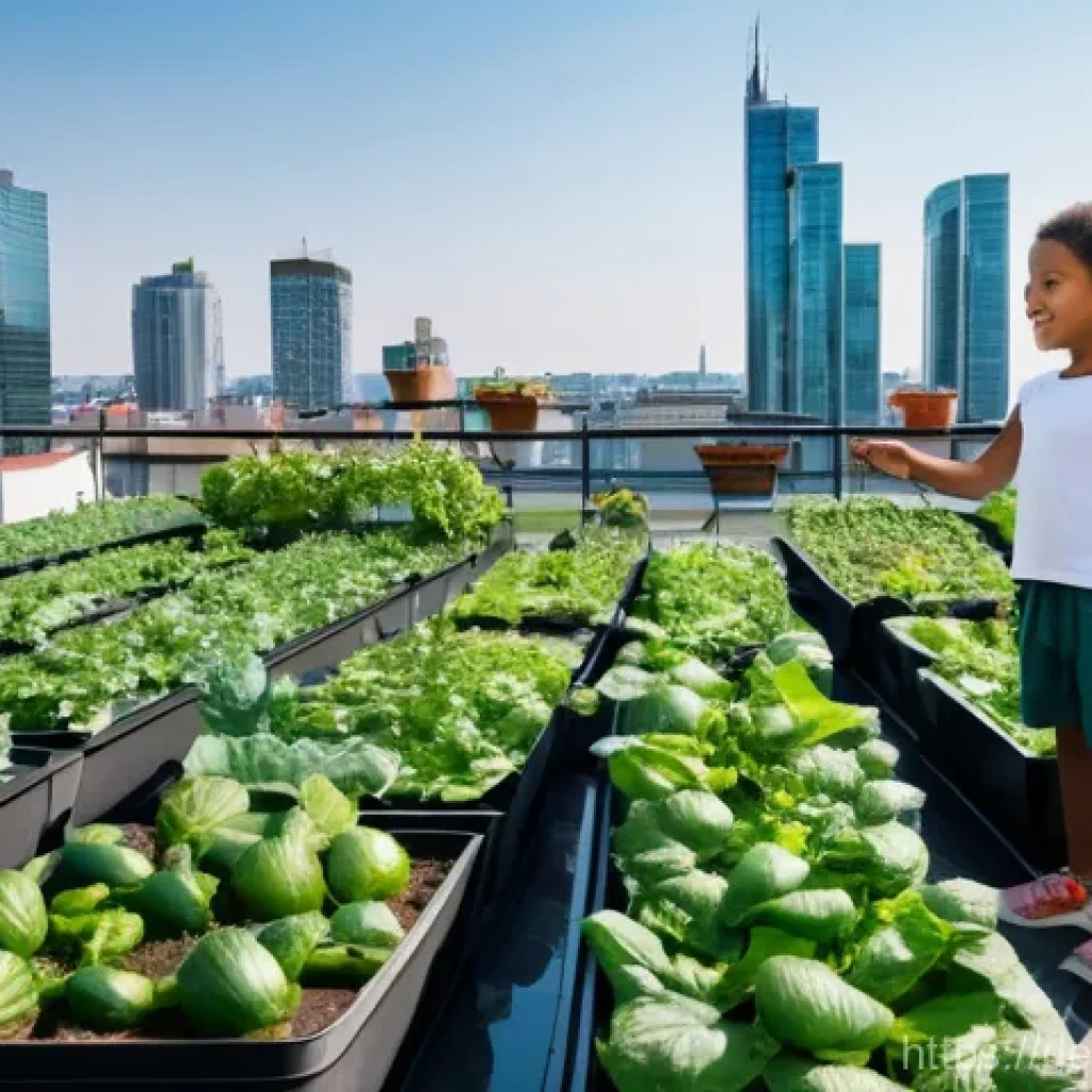 도시 녹지 공간 조성을 위한 기술적 접근 - **Prompt:** A breathtaking, high-angle shot capturing a sprawling urban rooftop transformed into a v...