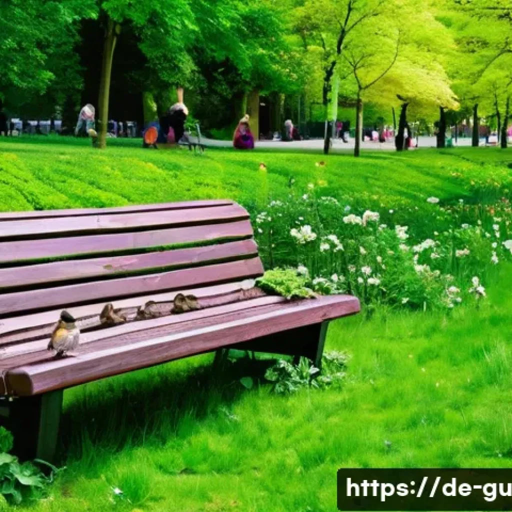 도시 녹지 공간과 기후 적응 전략 - A vibrant urban park scene in a German city during spring, featuring diverse native flowers and shru...