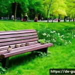 Home 20 도시 녹지 공간과 기후 적응 전략 - A vibrant urban park scene in a German city during spring, featuring diverse native flowers and shru...