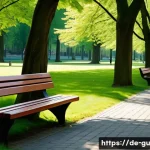 Home 18 도시 녹지와 건강한 삶의 상관관계 - A serene urban park scene in Germany during late spring, featuring diverse green spaces with tall le...